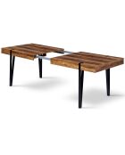 Table repas extensible Hudson plateau effet bois vieilli bois vieilli/noir - Sans rallonge : 200x90x74.5 cm