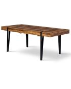 Table repas extensible Hudson plateau effet bois vieilli bois vieilli/noir - Sans rallonge : 200x90x74.5 cm