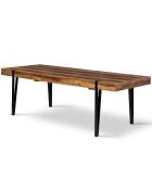 Table repas extensible Hudson plateau effet bois vieilli bois vieilli/noir - Sans rallonge : 200x90x74.5 cm