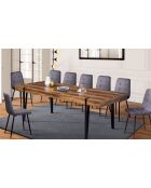 Table repas extensible Hudson plateau effet bois vieilli bois vieilli/noir - Sans rallonge : 200x90x74.5 cm