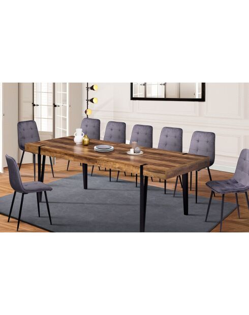 Table repas extensible Hudson plateau effet bois vieilli bois vieilli/noir - Sans rallonge : 200x90x74.5 cm