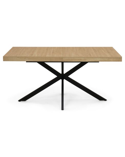 Table repas extensible Memphis plateau avec rangement bois/noir - 160-200x90x75.5 cm