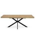 Table repas extensible Memphis plateau avec rangement bois/noir - 160-200x90x75.5 cm