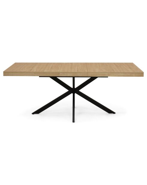 Table repas extensible Memphis plateau avec rangement bois/noir - 160-200x90x75.5 cm