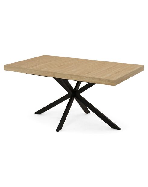 Table repas extensible Memphis plateau avec rangement bois/noir - 160-200x90x75.5 cm