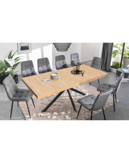 Table repas extensible Memphis plateau avec rangement bois/noir - 160-200x90x75.5 cm