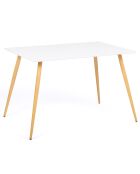 Table repas Sally plateau et pieds effet bois blanc/bois  - 120x80x74 cm