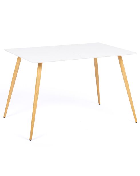 Table repas Sally plateau et pieds effet bois blanc/bois  - 120x80x74 cm