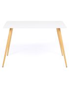 Table repas Sally plateau et pieds effet bois blanc/bois  - 120x80x74 cm