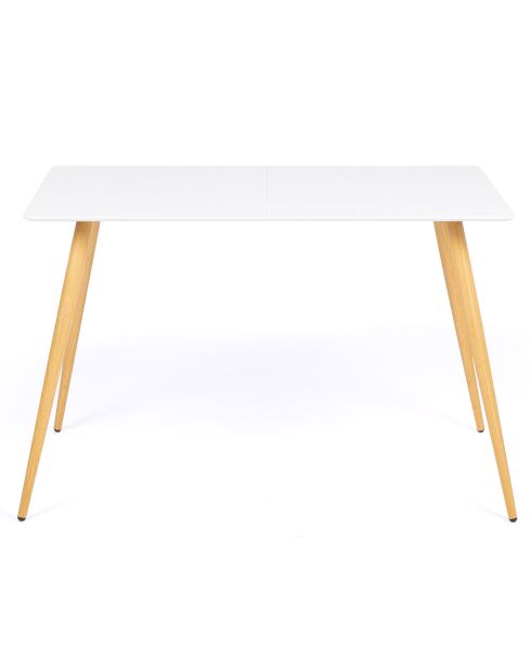 Table repas Sally plateau et pieds effet bois blanc/bois  - 120x80x74 cm