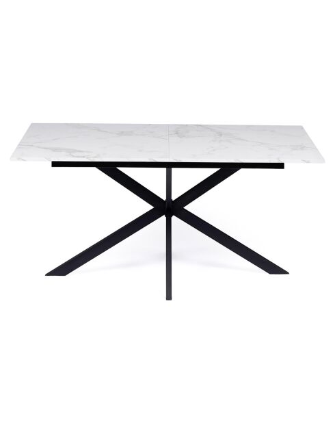 Table repas extensible Glam plateau effet marbre marbre/noir - 160/200x90x77 cm