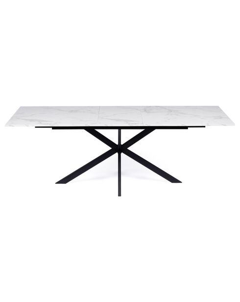 Table repas extensible Glam plateau effet marbre marbre/noir - 160/200x90x77 cm
