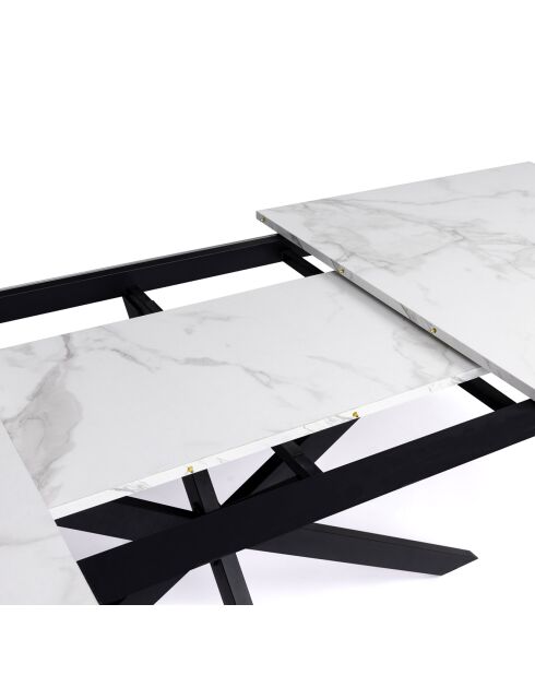 Table repas extensible Glam plateau effet marbre marbre/noir - 160/200x90x77 cm