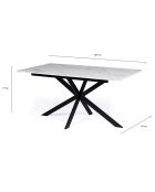 Table repas extensible Glam plateau effet marbre marbre/noir - 160/200x90x77 cm
