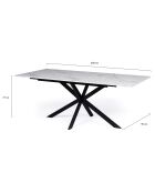 Table repas extensible Glam plateau effet marbre marbre/noir - 160/200x90x77 cm