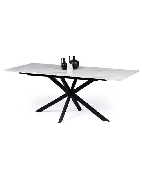 Table repas extensible Glam plateau effet marbre marbre/noir - 160/200x90x77 cm