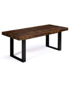 Table repas extensible Brixton plateau effet bois vieilli bois/noir - 200/300x90x75 cm