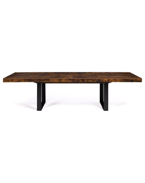 Table repas extensible Brixton plateau effet bois vieilli bois/noir - 200/300x90x75 cm