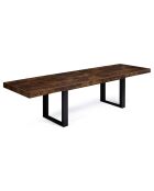 Table repas extensible Brixton plateau effet bois vieilli bois/noir - 200/300x90x75 cm