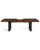 Table repas extensible Brixton plateau effet bois vieilli bois/noir - 200/300x90x75 cm