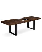 Table repas extensible Brixton plateau effet bois vieilli bois/noir - 200/300x90x75 cm