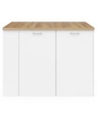 Ilot central de cuisine Dario avec rangements bois/blanc - 120x70x90 cm