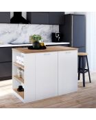 Ilot central de cuisine Dario avec rangements bois/blanc - 120x70x90 cm