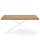 Table repas extensible Memphis plateau avec rangement bois/blanc  - 160-200x90x75.5 cm
