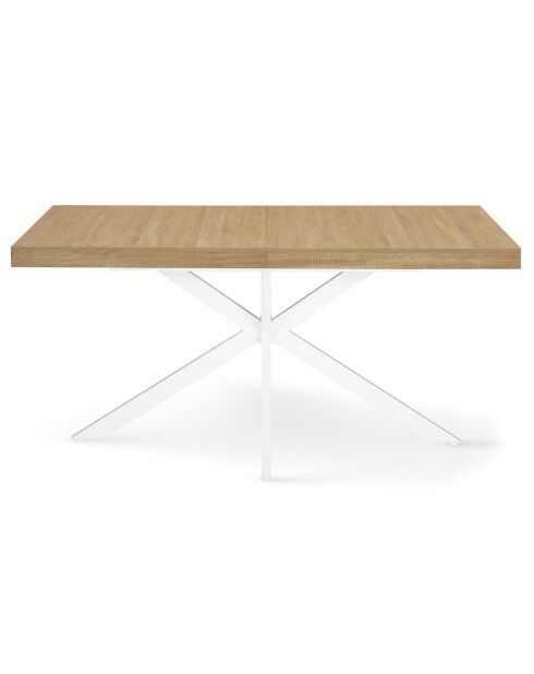 Table repas extensible Memphis plateau avec rangement bois/blanc  - 160-200x90x75.5 cm