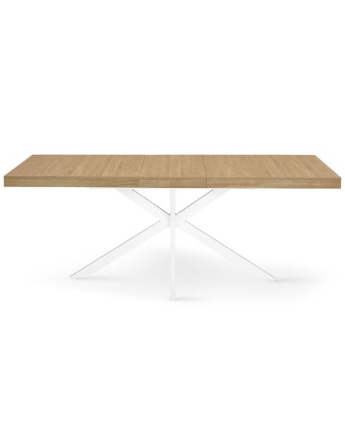 Table repas extensible Memphis plateau avec rangement bois/blanc  - 160-200x90x75.5 cm