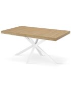 Table repas extensible Memphis plateau avec rangement bois/blanc  - 160-200x90x75.5 cm