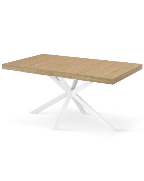 Table repas extensible Memphis plateau avec rangement bois/blanc  - 160-200x90x75.5 cm