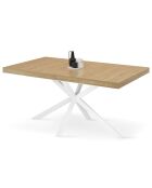 Table repas extensible Memphis plateau avec rangement bois/blanc  - 160-200x90x75.5 cm