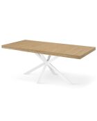 Table repas extensible Memphis plateau avec rangement bois/blanc  - 160-200x90x75.5 cm