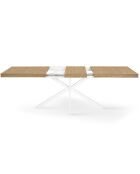 Table repas extensible Memphis plateau avec rangement bois/blanc  - 160-200x90x75.5 cm