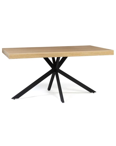 Table repas Brixton plateau et pieds croisés bois/noir - 160x90x75 cm