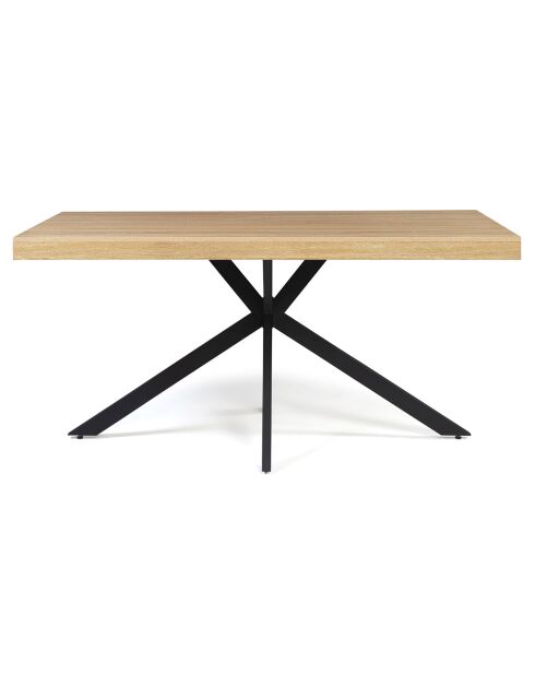 Table repas Brixton plateau et pieds croisés bois/noir - 160x90x75 cm