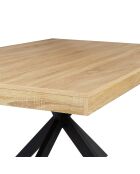 Table repas Brixton plateau et pieds croisés bois/noir - 160x90x75 cm