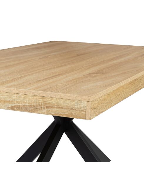 Table repas Brixton plateau et pieds croisés bois/noir - 160x90x75 cm