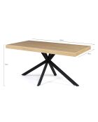 Table repas Brixton plateau et pieds croisés bois/noir - 160x90x75 cm