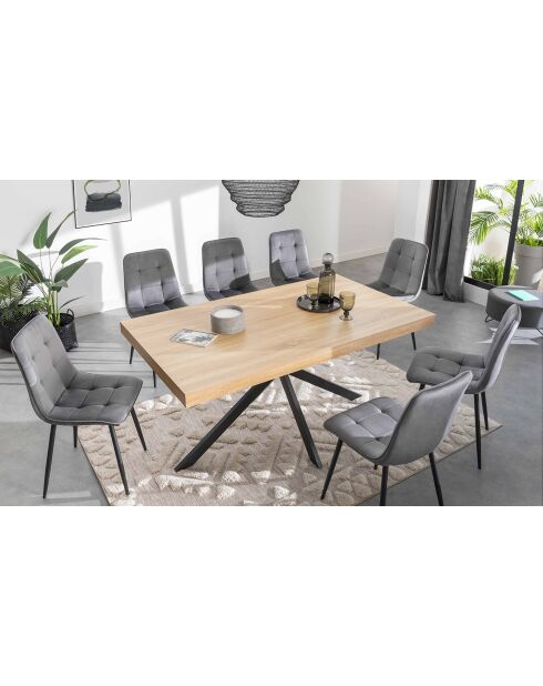 Table repas Brixton plateau et pieds croisés bois/noir - 160x90x75 cm
