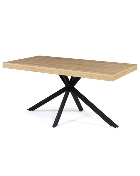 Table repas Brixton plateau et pieds croisés bois/noir - 160x90x75 cm