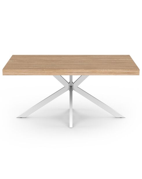 Table repas Brixton plateau et pieds croisés bois/blanc - 160x90x75 cm