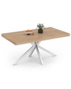 Table repas Brixton plateau et pieds croisés bois/blanc - 160x90x75 cm