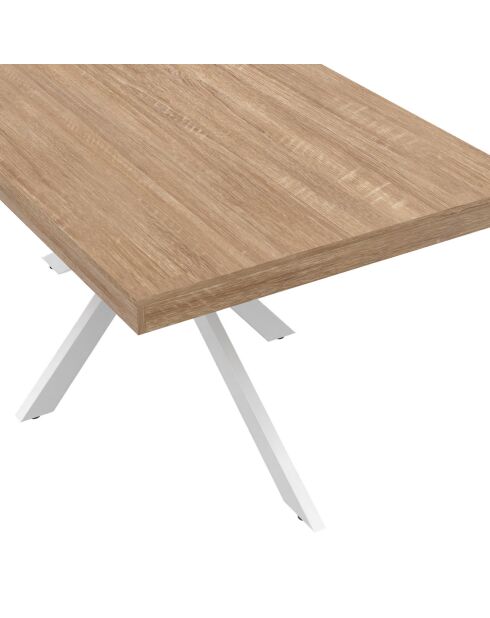 Table repas Brixton plateau et pieds croisés bois/blanc - 160x90x75 cm