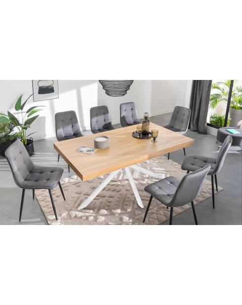 Table repas Brixton plateau et pieds croisés bois/blanc - 160x90x75 cm