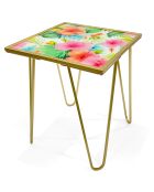 Table d'appoint de canapé 'Fleurs tropicales' multicolore - 55x45x45 cm