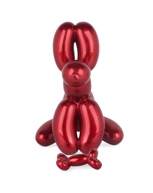 Sculpture en résine 'Chien ballon assis petit' rouge - 28x18x30 cm