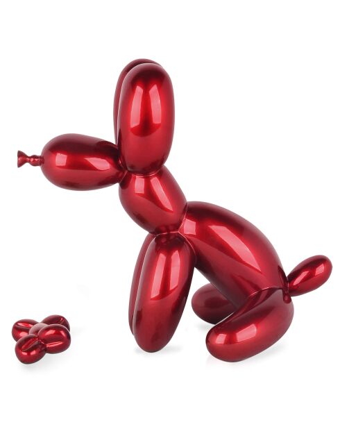 Sculpture en résine 'Chien ballon assis petit' rouge - 28x18x30 cm