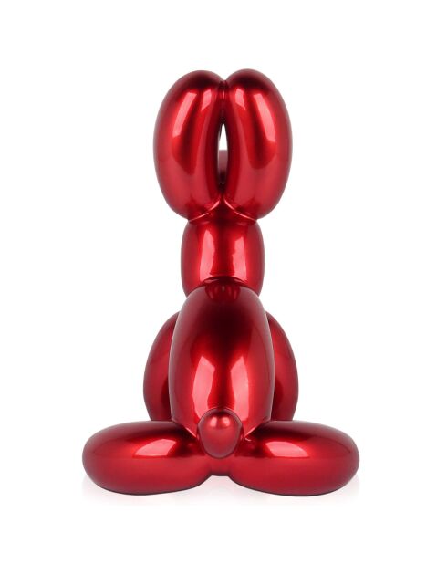 Sculpture en résine 'Chien ballon assis petit' rouge - 28x18x30 cm